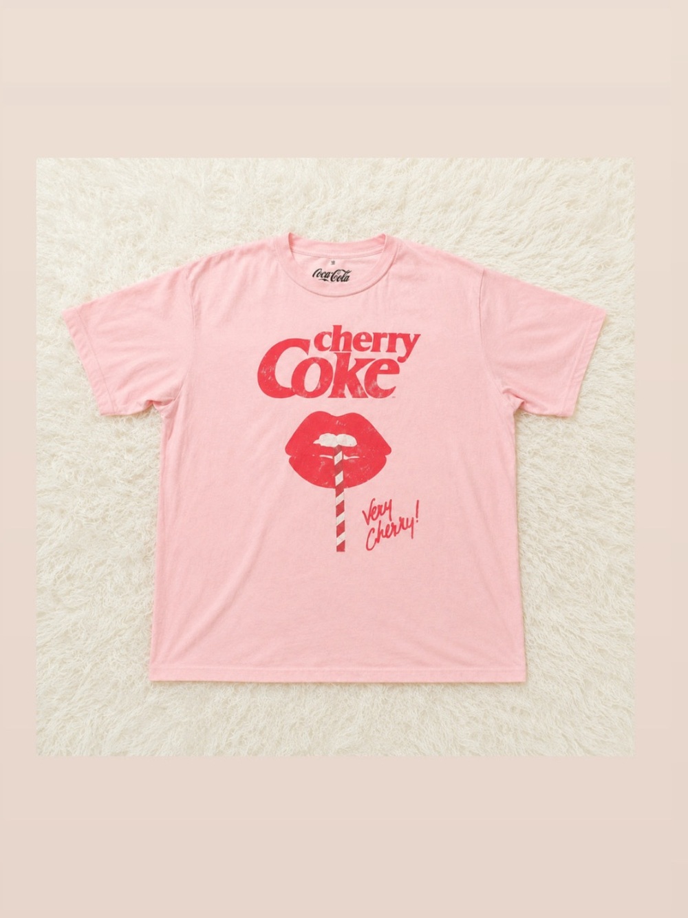Cherry Coke Graphic Tee Pink Coca-Cola Lips T-Shirt | Y2K Casual Retro